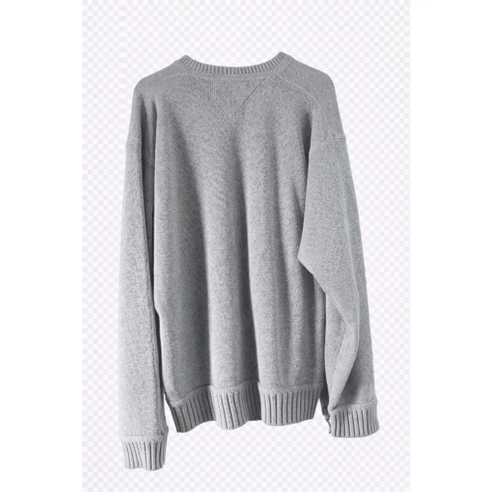 Tommy Hilfiger Men's XXL Gray Crewneck Sweater Flag Logo Cotton Knit Pullover